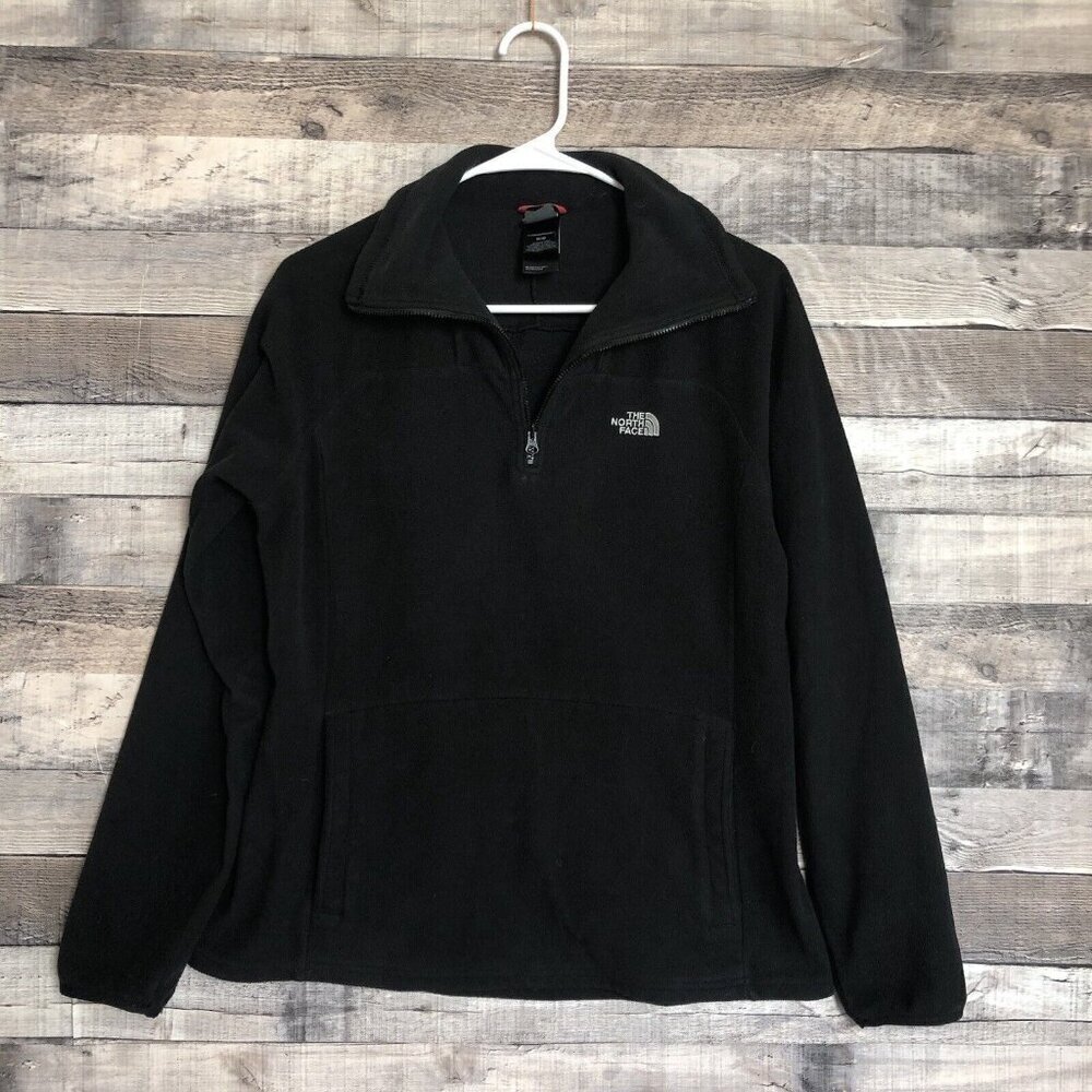 The North Face Fleece Jacket Womens M Black 1/4 Zip Mock Neck Outdoor Hiking